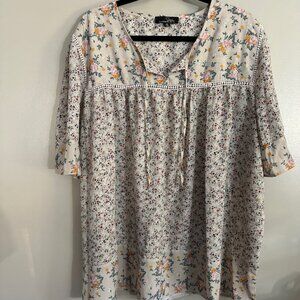 Suzanne Betro Boho Top Multi Print Apple Floral Blouse Plus Size 4x